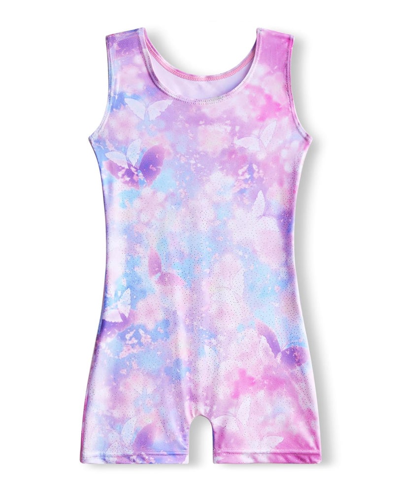MYQFF 8t 9t Gymnastics Leotard for Girls Dance Ballet Leotards for Kids Teens Biketards Tumbling Hip Hop Dance Outfits for Competition Training Performances Pink Purple Butterfly - Image 2